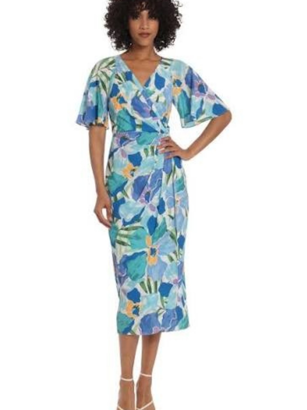 Maggy London Malina Floral Dress Water Marks Multicolored Blush Blue Sz 6 Nwt